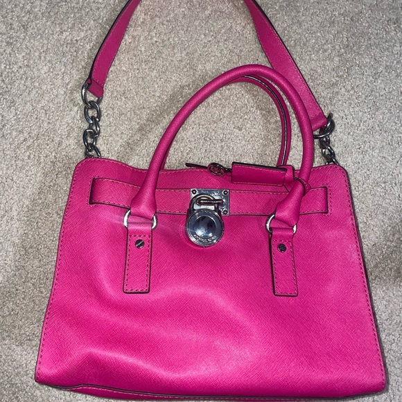 Michael Kors Hamilton Saffiano Leather Handbag in Hot Pink - Picture 2 of 5